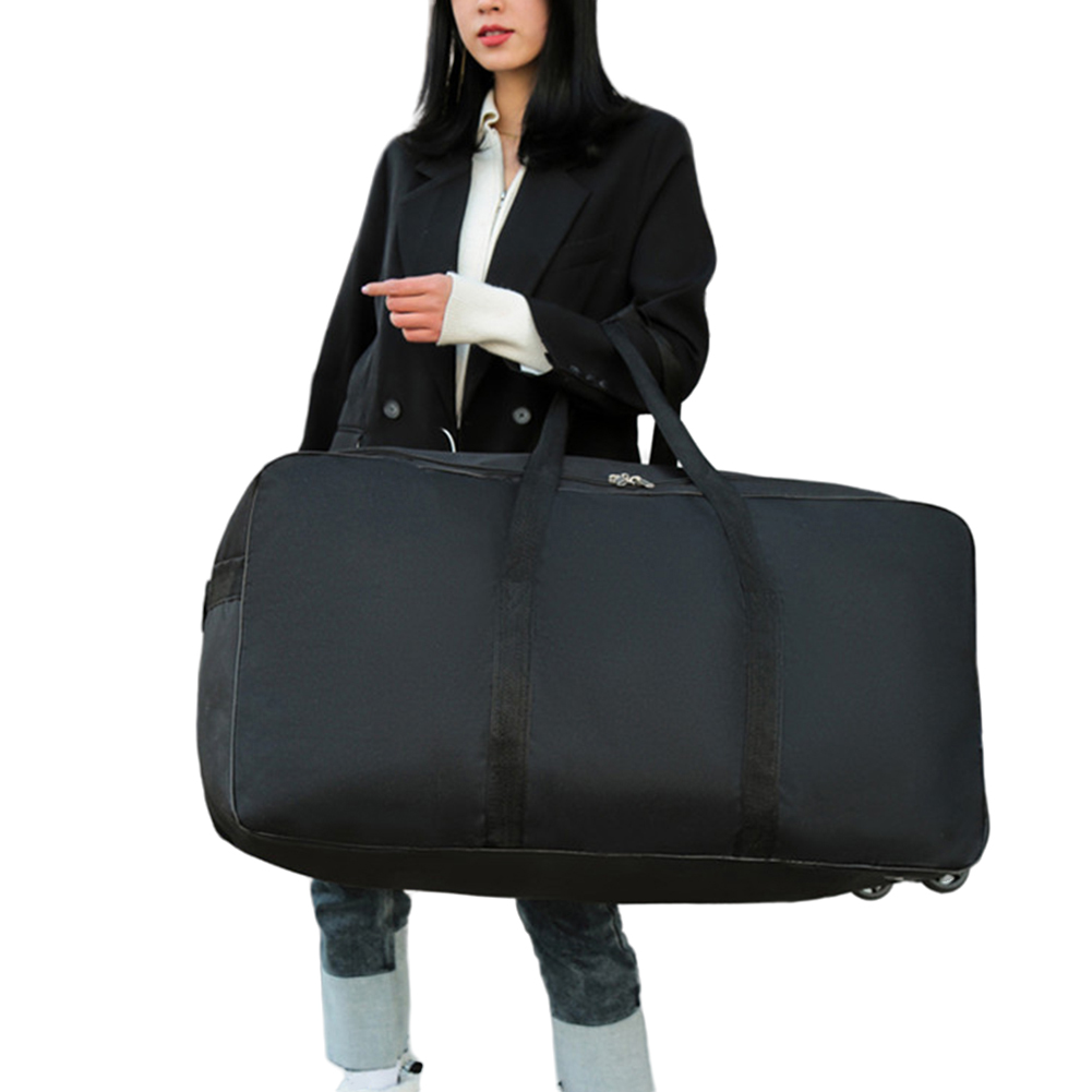 Travel Luggage Bag Foldable Wheel Bag Waterproof Travel Duffel Bag  Shoulder Straps- Use as Luggage or Backpack for Men/Women (Black)