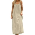 thumbnail image 3 of BOOMNY Women's Backless Cami Dress Spaghetti Strap Cami Lounge House Dresses Flowy Beach Summer Maxi Sundress, 3 of 7