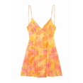 thumbnail image 3 of Women'S Print Mini Dress -Backless Slip Dress with Draped Detail, Party Short Dresses Orange S, 3 of 3