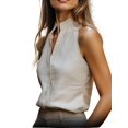 thumbnail image 2 of Women'S Work Outfits V Neck Sleeveless Blouses Summer Casual Tank Tops Business Office Dressy Striped Shirts Khaki XXL, 2 of 6