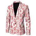 thumbnail image 4 of Men Christmas Snowflake Santa Printed Pocket Lapel Button Suit Jacket Suit, 4 of 4