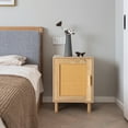 thumbnail image 2 of Tcbosik Wooden Nightstand with Rattan Door, Modern Side Table End Desk for Living Room, Natural, 2 of 8