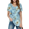 thumbnail image 5 of Camiseta Suelta de Cuello en V Impresa de Manga Corta de las Mujeres, Ligero 95% Poliéster 5% Spandex Casual Top para el Hogar Y el Uso Diario, Camiseta Cómoda, 5 of 5