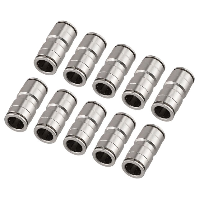 10Pcs Air Tube Nickel Plated Brass Hose Connector Metal Pneumatic Connection Pu12