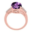 thumbnail image 3 of Mauli Jewels Rings for Women 3.3 Carat Oval Shaped Amethyst and Diamond Ring 4-Prong 10K Rose Gold, 3 of 6