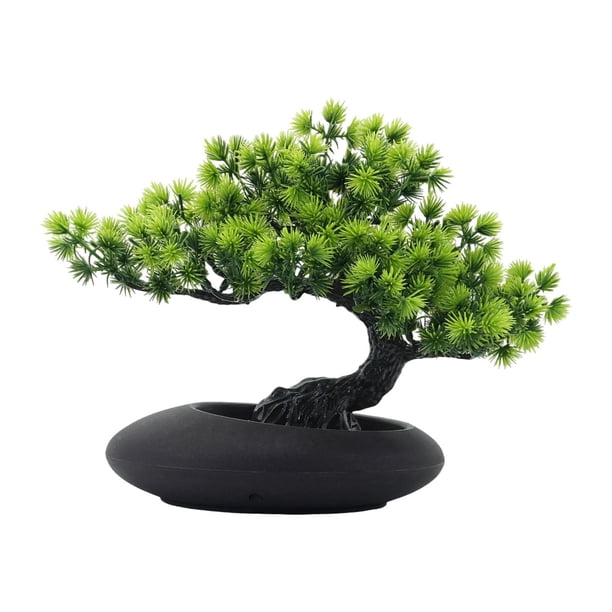 Árbol bonsái artificial decorativo con flor de piedra. Verde 27x23cm