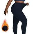 thumbnail image 5 of ManxiVoo Plus Size Thermal Fleece Lined High Waist Leggings with Convenient Pockets for Winter Workouts and Yoga Practice XXXXXL Size Navy, 5 of 7