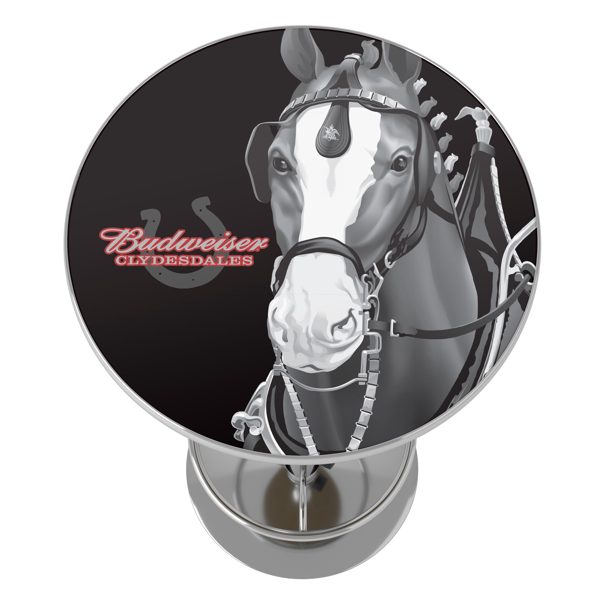 Budweiser Clydesdale Black Bar Table with Adjustable Footrest and Acrylic Top