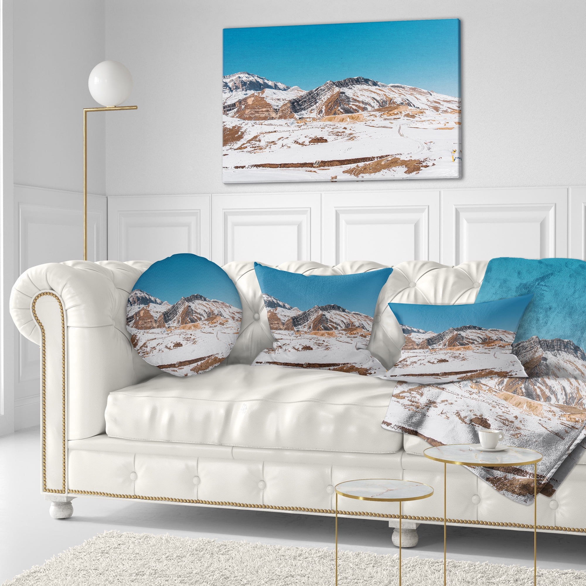 Designart Winter Mountains in Azerbaijan - Landscape Photography Throw Pillow - 12x20