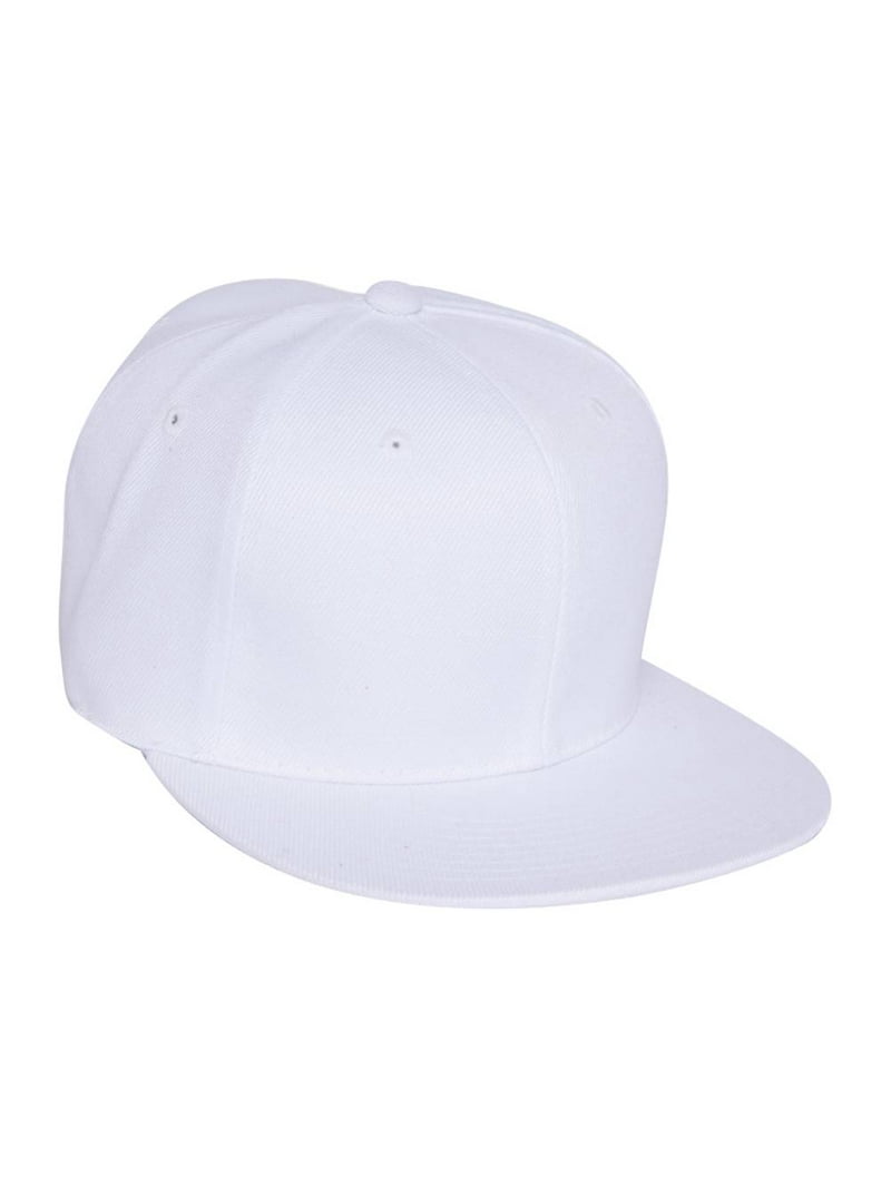 Plain Fitted Flat Bill Hat - White 7 - Walmart.com