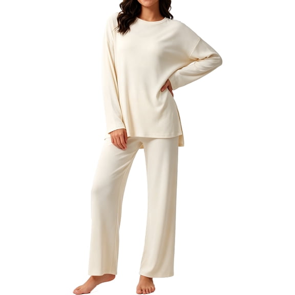 MecTo Sleepwear Loose Side Split Wide Leg, Pajamas Set (Women's)
