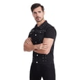 thumbnail image 4 of Men’s Denim Studded Vest Button-Front Sleeveless Jacket Punk-Inspired Style Casual Lapel Jean Vests with Rivets, 4 of 6