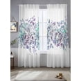 thumbnail image 5 of Sheer Curtains 96 Inches Long, Purple Blue Eucalyptus Leaves Light Filtering Window Curtains for Living Room, Spring Summer Botanical Floral Rod Pocket Voile Sheer Curtain Drapes, 52"Wx96"L, 2 Panels, 5 of 8