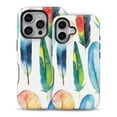 thumbnail image 2 of DesignSkinz Scratch-Resistant Hard Slim Case Compatible with iPhone 13 Mini (Compatible with MagSafe) - Bright Water Color Painted Feather, 2 of 9