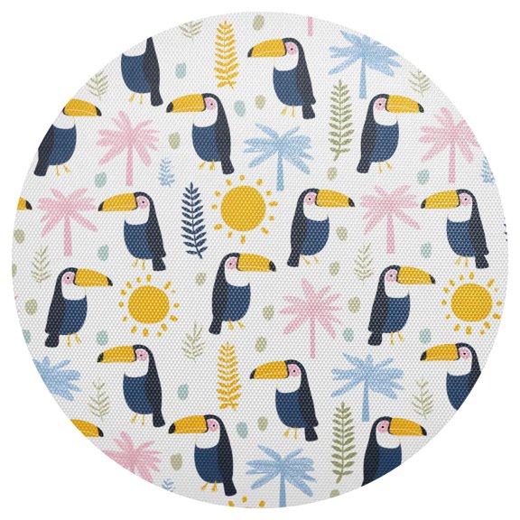 Toucans Round Placemats Set of 6 Woven Non-Slip Washable Heat Resistant Table Mats 15.4 Inch for Kitchen Dining Decor