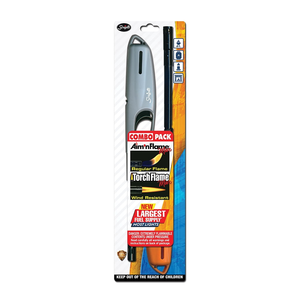 Scripto Aim 'N Flame MAX and Torch Flame Wind Resistant Lighters (2-Pack)