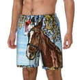 thumbnail image 2 of Haiem Christmas Horse Mens Swim Trunks with Compression Liner 2 in 1 Swimming Shorts Stretch Swimwear Quick Dry,Board Shorts-Medium, 2 of 9