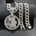 thumbnail image 2 of Men Women Hip Hop Hourglass Pendant Necklace 15mm Crystal Cuban Chain Iced Out Bling Necklaces Fashion Charm Jewelry, 2 of 7