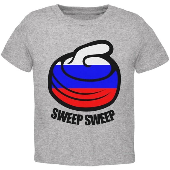 Winter Sports Flag Curling Sweep Sweep Russia Toddler T Shirt Heather 3T