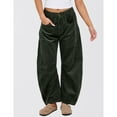 thumbnail image 4 of Lentta Women's Mid Rise Cord Barrel Jeans Casual Baggy Wide Leg Corduroy Cropped Pants with Pockets, 4 of 8
