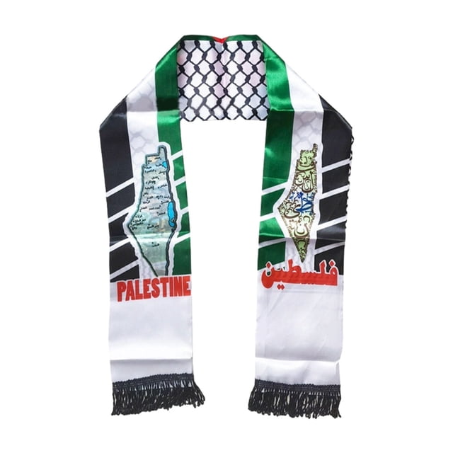Qarigey Bufanda de la bandera de Palestina Poliéster Suave y transpirable Bufandas del Día Nacional de Palestina Mantón de Palestina Accesorios de disfraces tipo 1