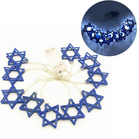 MesaSe Six Pointed Star Candlestick Lights String For Judaism Hanukkah Chanukah Passover Shabbat Ornament Decor