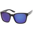 thumbnail image 2 of sunglassLA - Modern Wide Temples Square Color Mirror Lens Horn Rimmed Sunglasses - 56mm, 2 of 4