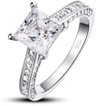 thumbnail image 1 of JeenMata Anillo de Compromiso de Moissanita de Corte Princesa de 1,75 Quilates - Conjunto Nupcial - Anillo Pavé - Anillo de Promesa - Oro Blanco de 18 K sobre Plata, 1 of 5
