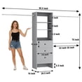 thumbnail image 6 of Homieasy 96" Closet System Value 4-Pack with 12 Hanging Rods & 12 Wooden Drawers - Adjustable (5-8FT Each), Wall-Mounted Bulk Wardrobe Storage,Gray, 6 of 7