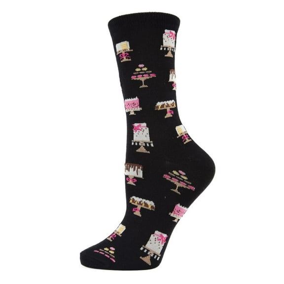 MeMoi Sweet Treats Cake Bamboo Blend Crew Novelty Socks - Womens - Female, One Size, Black