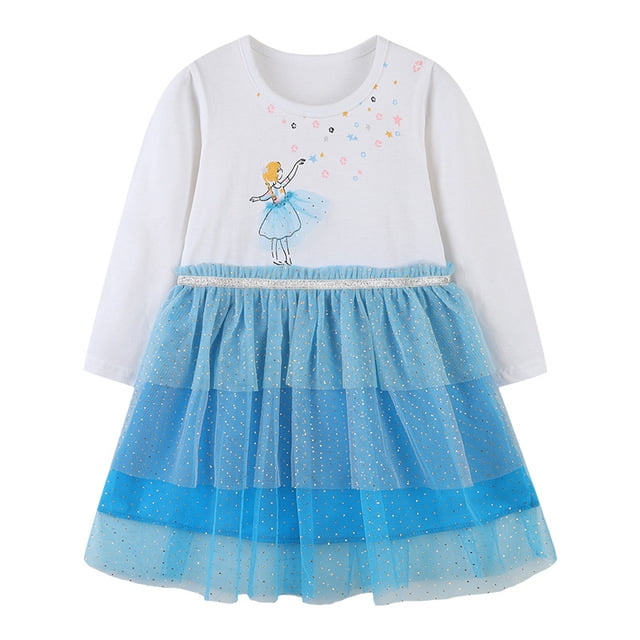 AAMILIFE Little Maven Robe Décontractée pour Bébés Filles Automne Rose Jolies Robes à Motif pour Enfants Mignonne et Confortable Vêtements pour Enfants 2-8 Ans