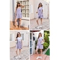 thumbnail image 3 of Mono corto tipo gofre para mujer Romper Ekouaer, color morado, talla S, 3 of 6