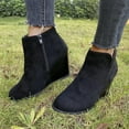 thumbnail image 1 of LSLJS Bottines Vintage pour Femmes à Bout Rond avec Fermeture Éclair Wedge Talon Chaussures Courtes, Bottines et Bottillons pour Femmes, Bottes pour Femmes, 1 of 6