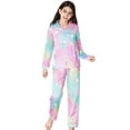 thumbnail image 4 of Beezizac Girls Pajama Multicolor & Stars Satin Silky Long Sleeve and Pants Sets 2-Piece Winter Comfy Outfits Size 10, 4 of 7