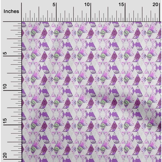 oneOone Polyester Lycra Fabric Tropical Leaves & Argyle Geometric Print Fabric BTY 56 Inch Wide