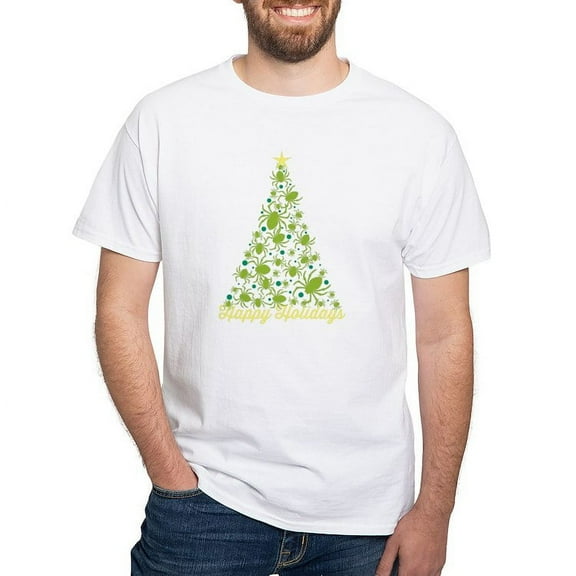 CafePress - Spider Christmas Tree T Shirt - Men's White Classic Cotton T-Shirts