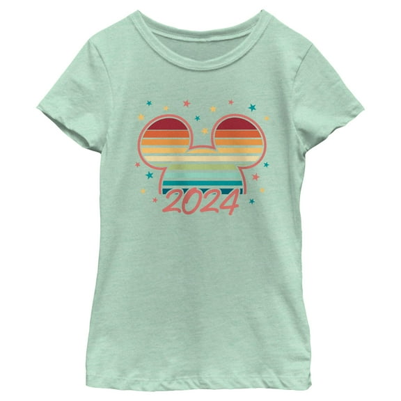Girl's Mickey & Friends Colorful Retro Sunset 2024 Graphic T-Shirt