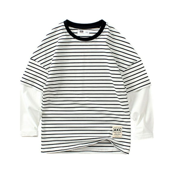 Gubotare Long Sleeve Shirt Boys Boys Long Sleeve Crewneck Tee T-Shirt,White 9-10 Years