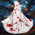 thumbnail image 1 of Capa larga con capucha para mujer, con estampado de Halloween, informal, blusa de poliéster, 1 of 5