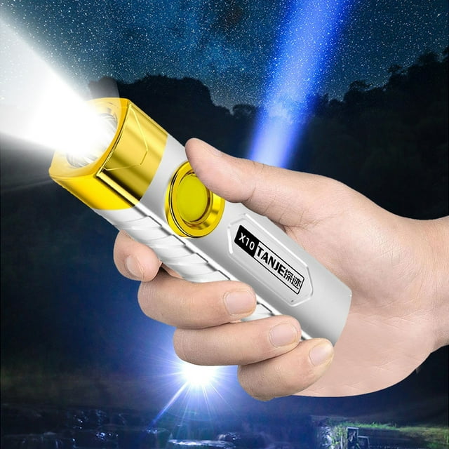 Linterna LED para exteriores de 1000 lúmenes, recargable, potente, con alcance de hasta 200 metros, ideal para acampadas y senderismo.