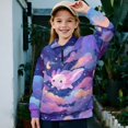 thumbnail image 3 of COEQINE Long Sleeve Pullover for Girls, Quarter Zip Loose Fit Sweatshirt, Soft Polyester Winter Clothes Sweater for Everyday Wear Ages 7-8, Axolotl Moon Star Galaxy, 3 of 7