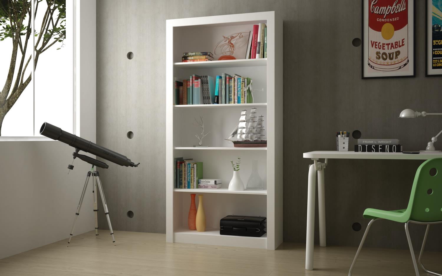 Olinda Bookcase 1.0 with 5 shelves