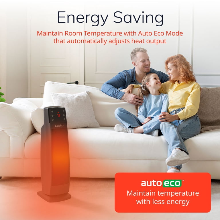 Lasko CT22850 Black 1500W 3 Speed, Oscillating, Remote, Timer