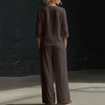 thumbnail image 5 of BRELIL Women Two Piece Set V Neck 3/4 Sleeve Top Wide Leg Pants Casual Summer Lounge Matching Outfits Solid Boho Vacation Travel Loungewear Tracksuit, Brown XL, 5 of 5