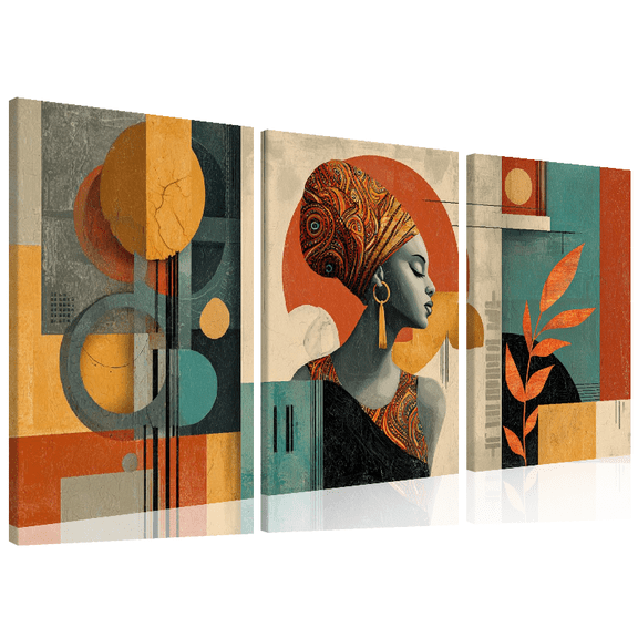 2D Flat, 3pcs Abstract Ethnic African Wall Art Set Afro Bohemian Canvas Decor Art for Bedroom Living Room Corridor Wall Decoration No Framed, 2D Flat, Perfect for Room Decor