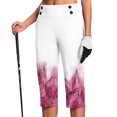 thumbnail image 3 of LEKWK Trouser Yoga Pants for Women Floral Print High Waist Buttons Capri Yoga Pants Side Slit Pockets Summer Straight Leggings Stretchy Gym Outfits, 3 of 5