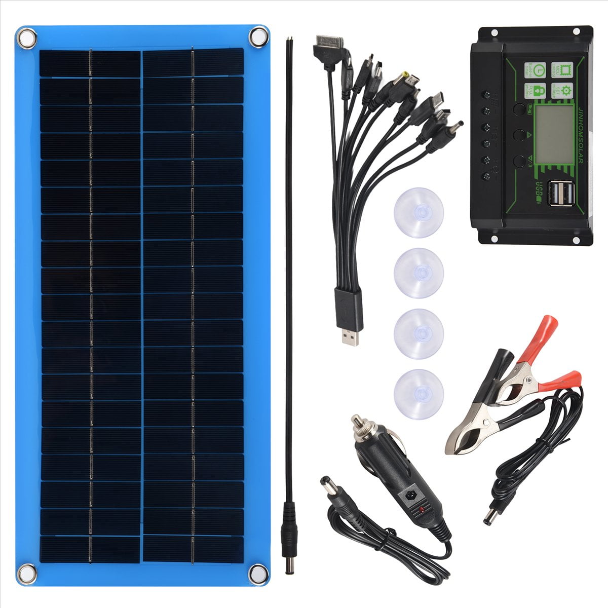 300W Solar Panel 12V 5V Dual USB Controller Waterproof Monocrystalin Solar Cells Battery Charger -100A
