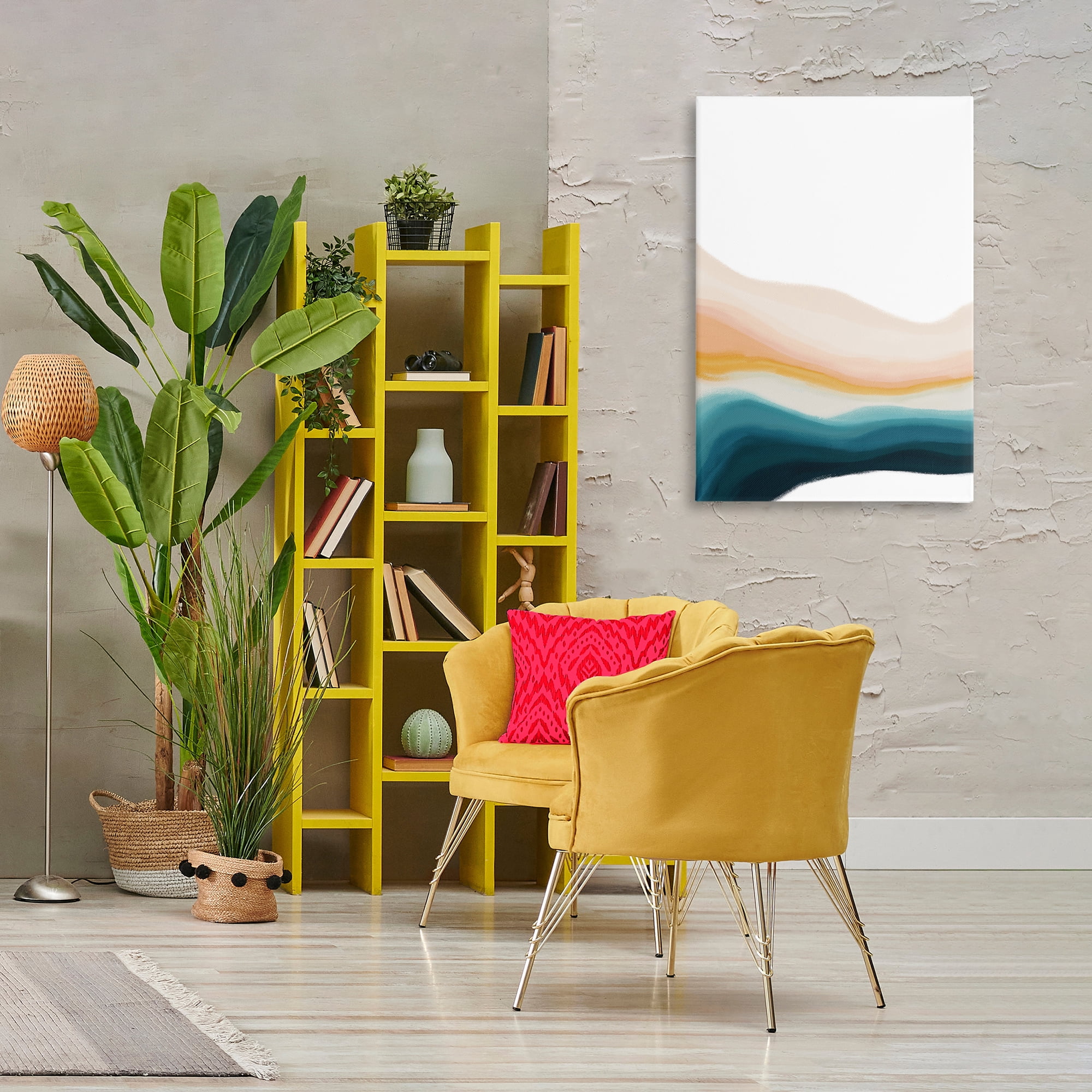 Stupell Industries Peach Swirl Landscape Abstract Painting Gallery Wrapped Canvas Art Print Wall Art, 24 x 36