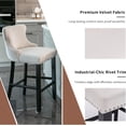 thumbnail image 6 of Counter Height Bar Stools Set of 6, Beige Wood Bar Stools for Kitchen Island, Modern Barstools with Button Tufting Back, Sillas para Barra de Cocina, Velvet Island Chairs with Wood Legs (Beige, 6Pcs), 6 of 6