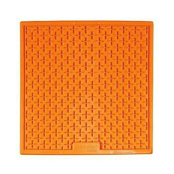 Dog Treat Puzzle Lick Mats Interactive Pet Separation Anxiety Soothing Calming (Orange Cross - S/M)